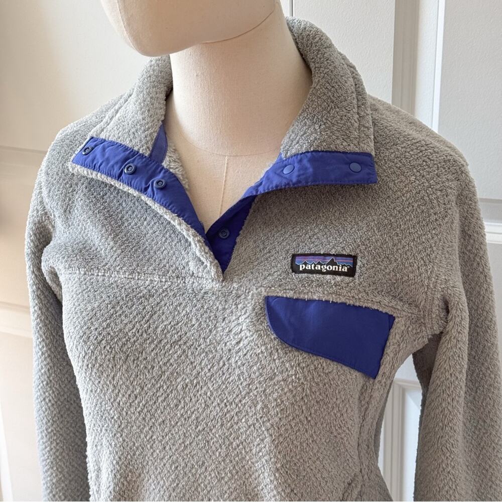 Patagonia Re-Tool Snap-T Fleece Grey Blue Pullover Sweater Women’s Size Small - Picture 2 of 10